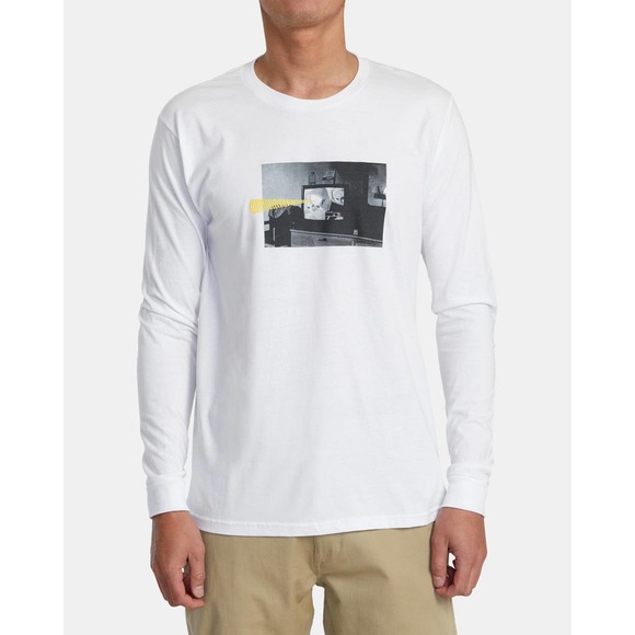 RVCA Men's X Ed Templeton Mind Control Long Sleeve Tee T-Shirt in White - Picture 1 of 5